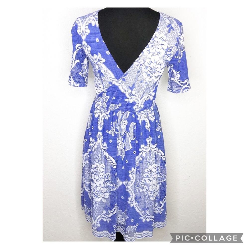 ASOS Maternity blue white floral crochet overlay dress size 4 - Picture 12 of 12